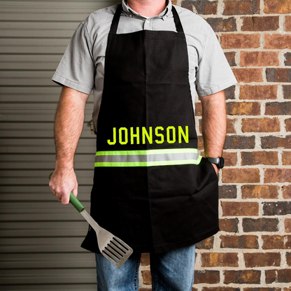 Firefighter Personalized BLACK Cooking Grilling Apron with Reflective